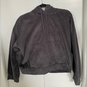 gray ripped cropped hoodie